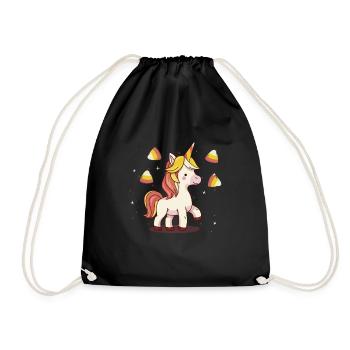 Einhorn Candy Corn Halloween Party Trick Or Treat - Turnbeutel - Schwarz - Vorne