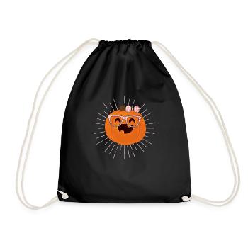 Cute Pumpkin Face Leopard Glasses Halloween - Drawstring Bag - black - Front