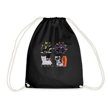 Cat Boo Halloween Cats Creepy Kitten - Drawstring Bag - black - Front