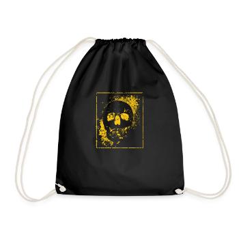Halloween Party Skull Death Skeleton Head Bones - Drawstring Bag - black - Front