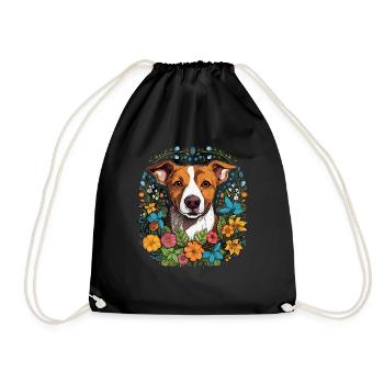 Jack Russel Terrier Hund Geschenk - Turnbeutel - Schwarz - Vorne