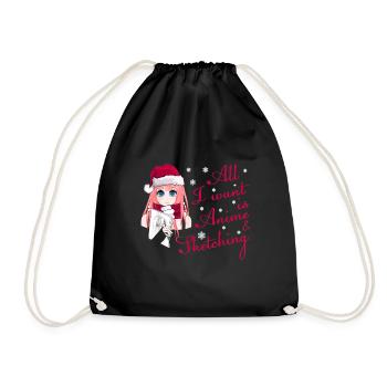 Anime &; Skizzieren Weihnachts-Anime - Turnbeutel - Schwarz - Vorne