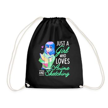 Anime and Sketching Just a Girl Who Loves Anime - Drawstring Bag - black - Front