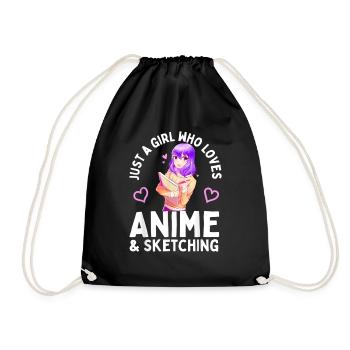 Anime and Sketching Just a Girl Who Loves Anime - Drawstring Bag - black - Front