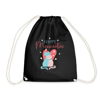 Happy Meowentine Valentinstag Katze - Turnbeutel - Schwarz - Vorne