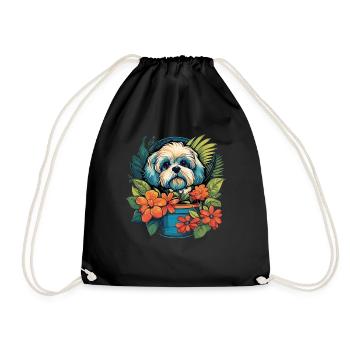 Cadeau de chien maltais - Sac de sport léger - noir - Devant