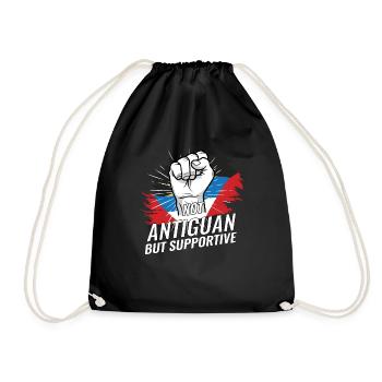 Not Antiguan But Supportive Antigua Flag Country - Drawstring Bag - black - Front