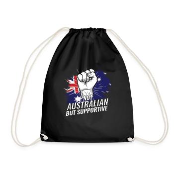 Not Australian But Supportive Australia Flag - Turnbeutel - Schwarz - Vorne