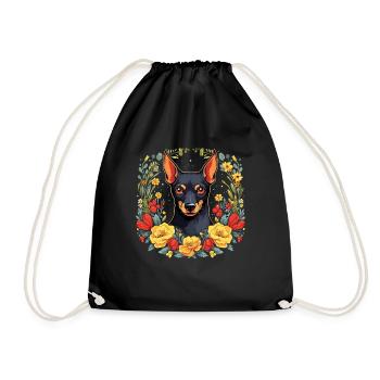 Pinscher Hund Geschenk - Turnbeutel - Schwarz - Vorne