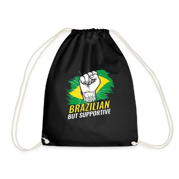 Not Brazilian But Supportive Brazil Flag Country - Drawstring Bag - black - Front