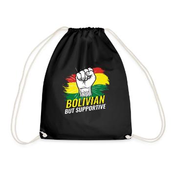 Not Bolivian But Supportive Bolivia Flag Country - Turnbeutel - Schwarz - Vorne