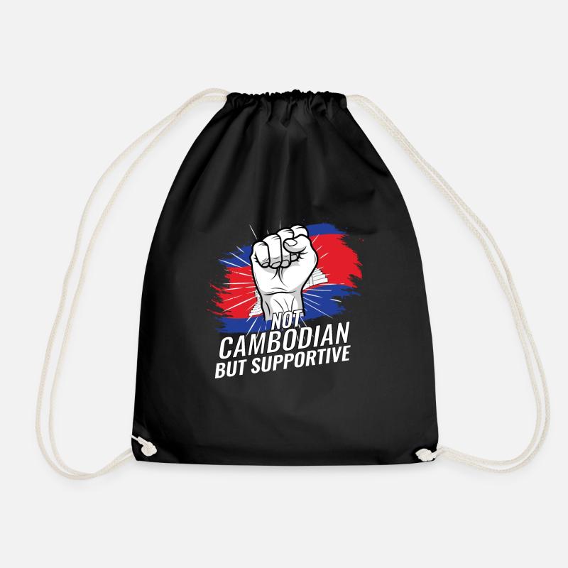 Not Cambodian But Supportive Cambodia Flag - Turnbeutel - Schwarz
