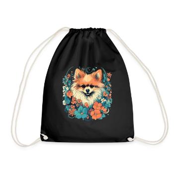 Pomeranian Hund Geschenk - Turnbeutel - Schwarz - Vorne