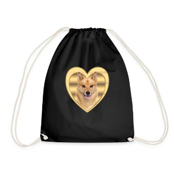 Spitz finlandais - Amoureux des chiens - Cœur de chien - Sac de sport léger - noir - Devant