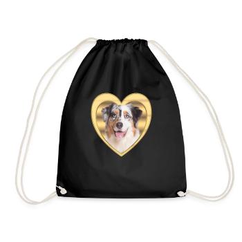 Australian Shepherd - Dog Lovers - Dogs Heart - Drawstring Bag - black - Front