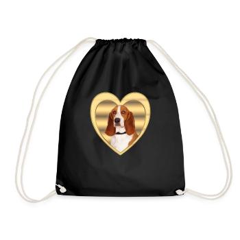 Basset Hound - Dog Lovers - Dogs Heart - Drawstring Bag - black - Front