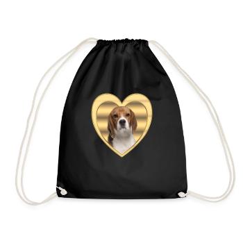 Beagle - Dog Lover - Dog Heart - Drawstring Bag - black - Front