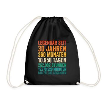 30 Jahre Dreißigster Geburtstag - Turnbeutel - Schwarz - Vorne