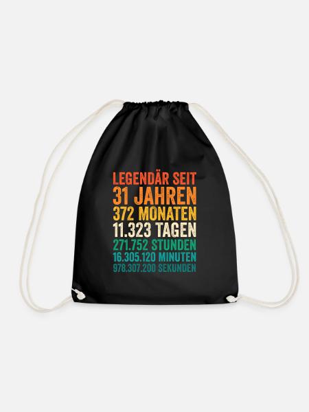 31 Jahre Einunddreißigster Geburtstag - Turnbeutel - Schwarz