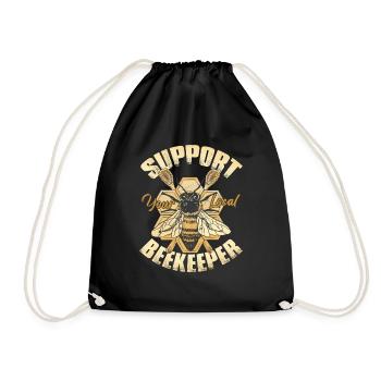 Support Your Local Beekeeper - Drawstring Bag - black - Front