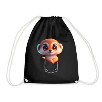 Suricate ludique dans la poche de poitrine - Sac de sport léger - noir - Devant