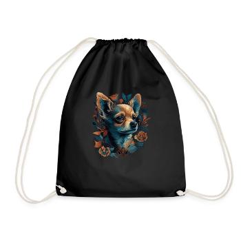 Chihuahua | Colorful Art Dog Puppy - Drawstring Bag - black - Front
