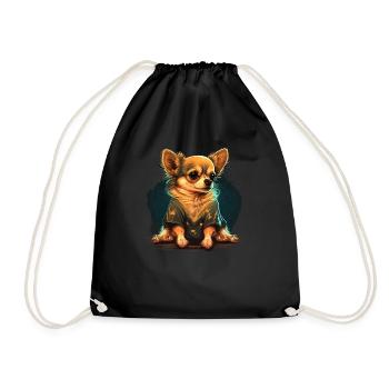 Chihuahua | Schlaf Nacht Pyjama Sonntag Niedlich - Turnbeutel - Schwarz - Vorne