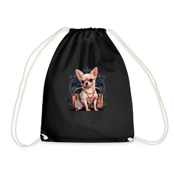 Pink Chihuahua | Rosa Handtasche Welpe Girlie - Turnbeutel - Schwarz - Vorne