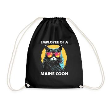 Maine Coon Employee Funny Cats Design - Drawstring Bag - black - Front
