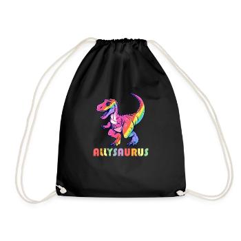 Dinosaurier Allysaurus Lustiger Regenbogen Transgender Dino - Turnbeutel - Schwarz - Vorne