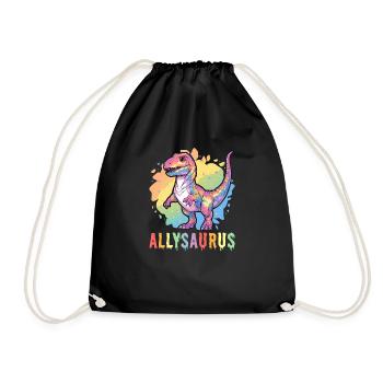 Dino Lover Transgender Lesbian Gay Rainbow Funny - Drawstring Bag - black - Front