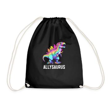 Allysaurus Dinosaurier Regenbogenflagge für Verbündete LGBT Wortspiel - Turnbeutel - Schwarz - Vorne