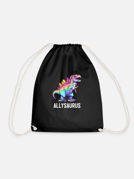 Allysaurus Dinosaur Rainbow Flag pour Ally LGBT Pun - Sac de sport léger - noir