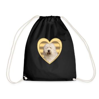 Bobtail - Dog Lover - Dog Heart - Drawstring Bag - black - Front