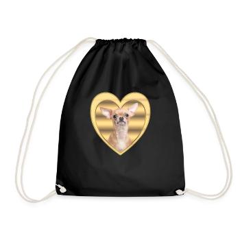 Chihuahua - Dog Lover - Dog Heart - Drawstring Bag - black - Front