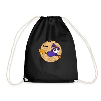 Funny Panda Fan Halloween Lover Witch Party - Drawstring Bag - black - Front