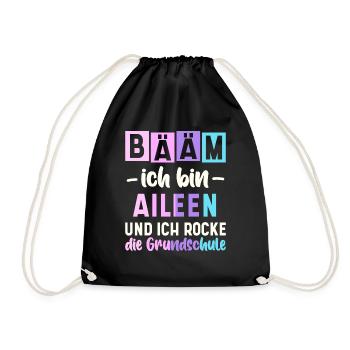 Name Aileen Geschenk Grundschule - Turnbeutel - Schwarz - Vorne