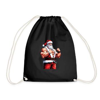 La saison gonflée du Père Noël: culturiste de Noël - Sac de sport léger - noir - Devant