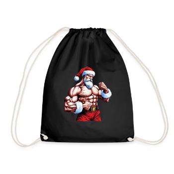 Santa's Fit Crew: Weihnachts-Bodybuilder für Fitnessstudio DE - Turnbeutel - Schwarz - Vorne