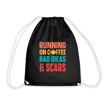 Schwarzer Humor Kaffee Running On Coffee - Turnbeutel - Schwarz - Vorne