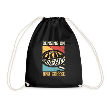 Schwarzer Humor Kaffee Running On Coffee - Turnbeutel - Schwarz - Vorne
