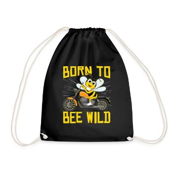 Born To Bee Wild | Motorcycle Motorbike Bee - Drawstring Bag - black - Front