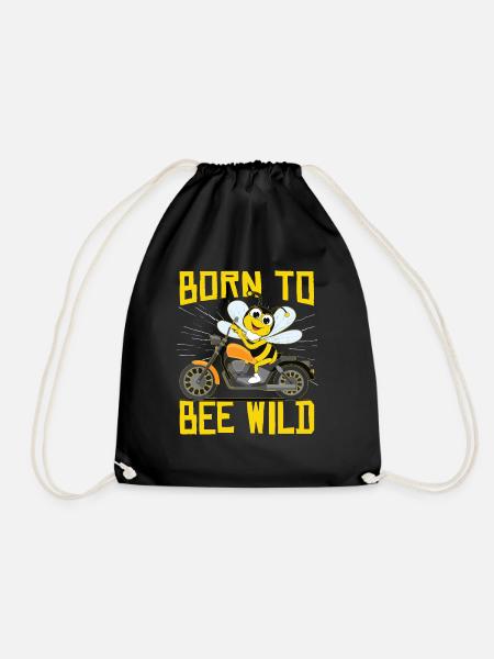 Born To Bee Wild | Motorrad Motorrad Biene - Turnbeutel - Schwarz