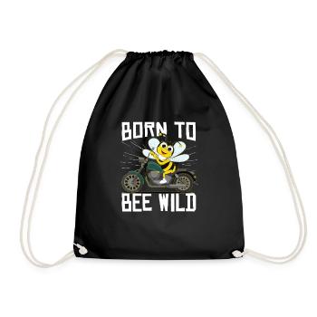 Born To Bee Wild Motorcycle Biker Honeybee - Drawstring Bag - black - Front