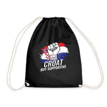 Not Costa Rican But Supportive Costa Rica Flag - Drawstring Bag - black - Front