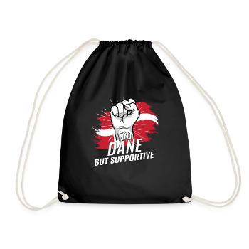 Not Dane But Supportive Denmark Flag Country - Turnbeutel - Schwarz - Vorne