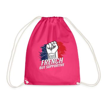 Not French But Supportive France Flag Country - Drawstring Bag - fuchsia - Front