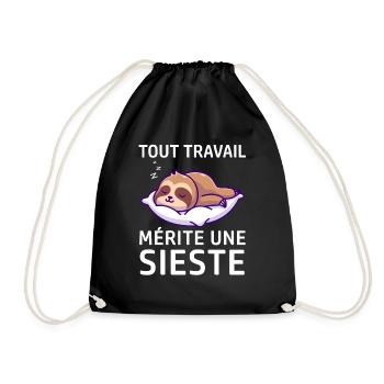 Tout travail mérite une sieste - drôle paresseux - Sac de sport léger - noir - Devant