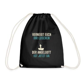 Angler Angeln lustige Sprüche Geschenk - Turnbeutel - Schwarz - Vorne