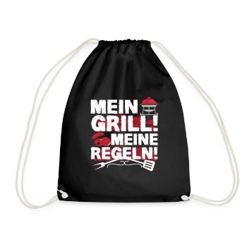 Grillen Grillmeister Mein Grill meine Regeln - Turnbeutel - Schwarz - Vorne